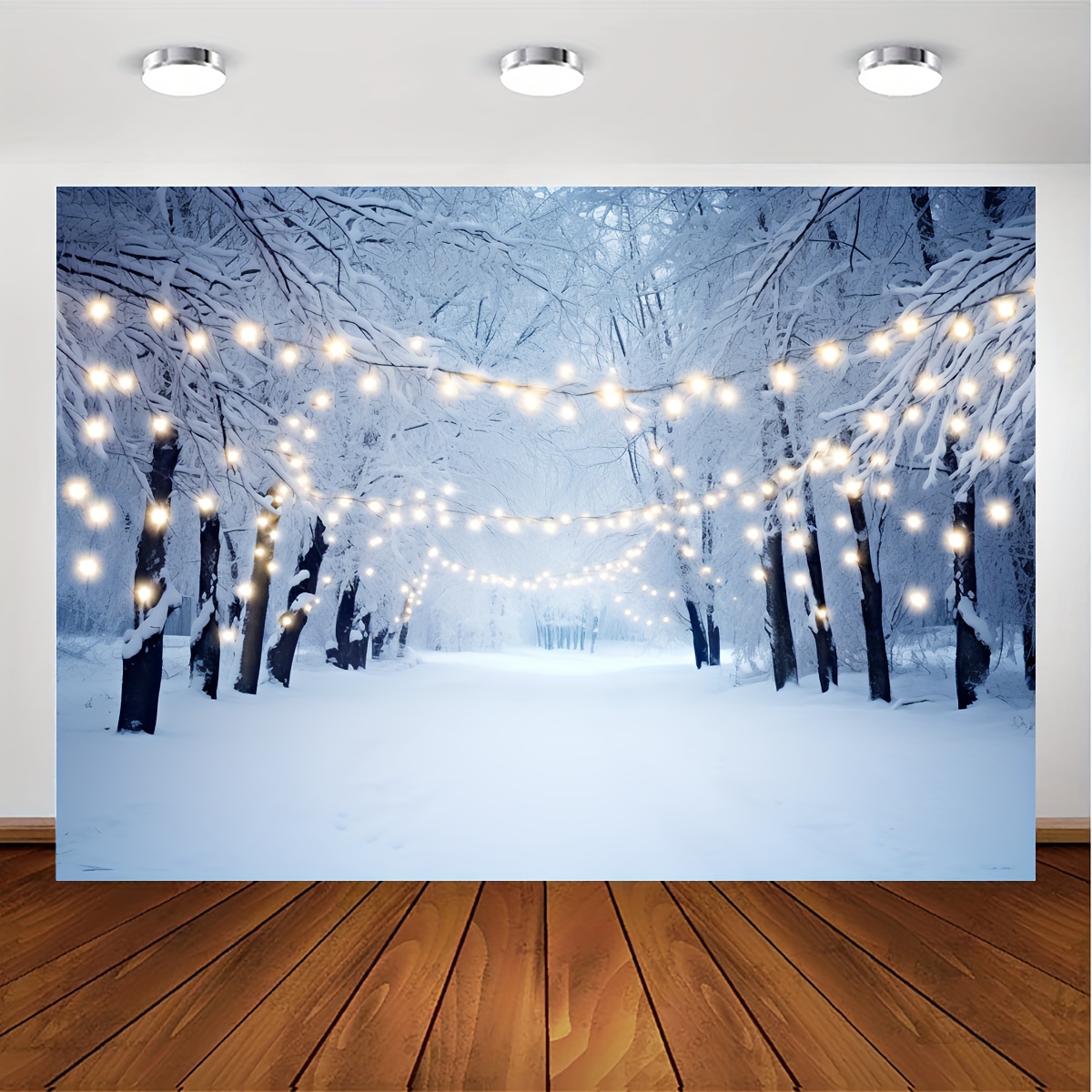 Fond de photographie de paysage d'hiver de Noël blanc neige forêt neige  enfants portrait accessoires de séance photo décoration vinyle (2,4 m x 1,8  m) : : High-Tech