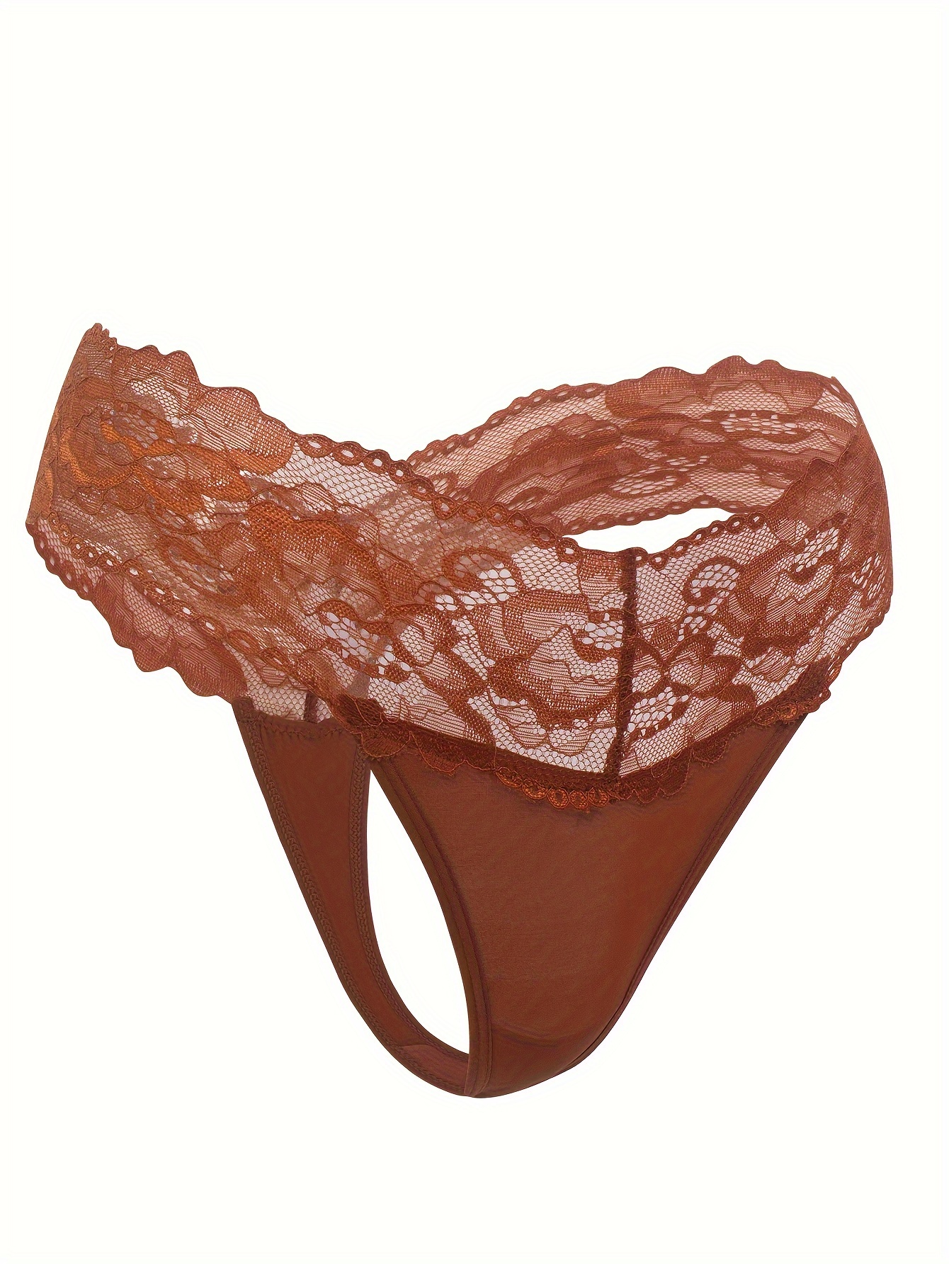 Lace Stitching Solid Thongs Comfy Breathable Stretchy - Temu Canada