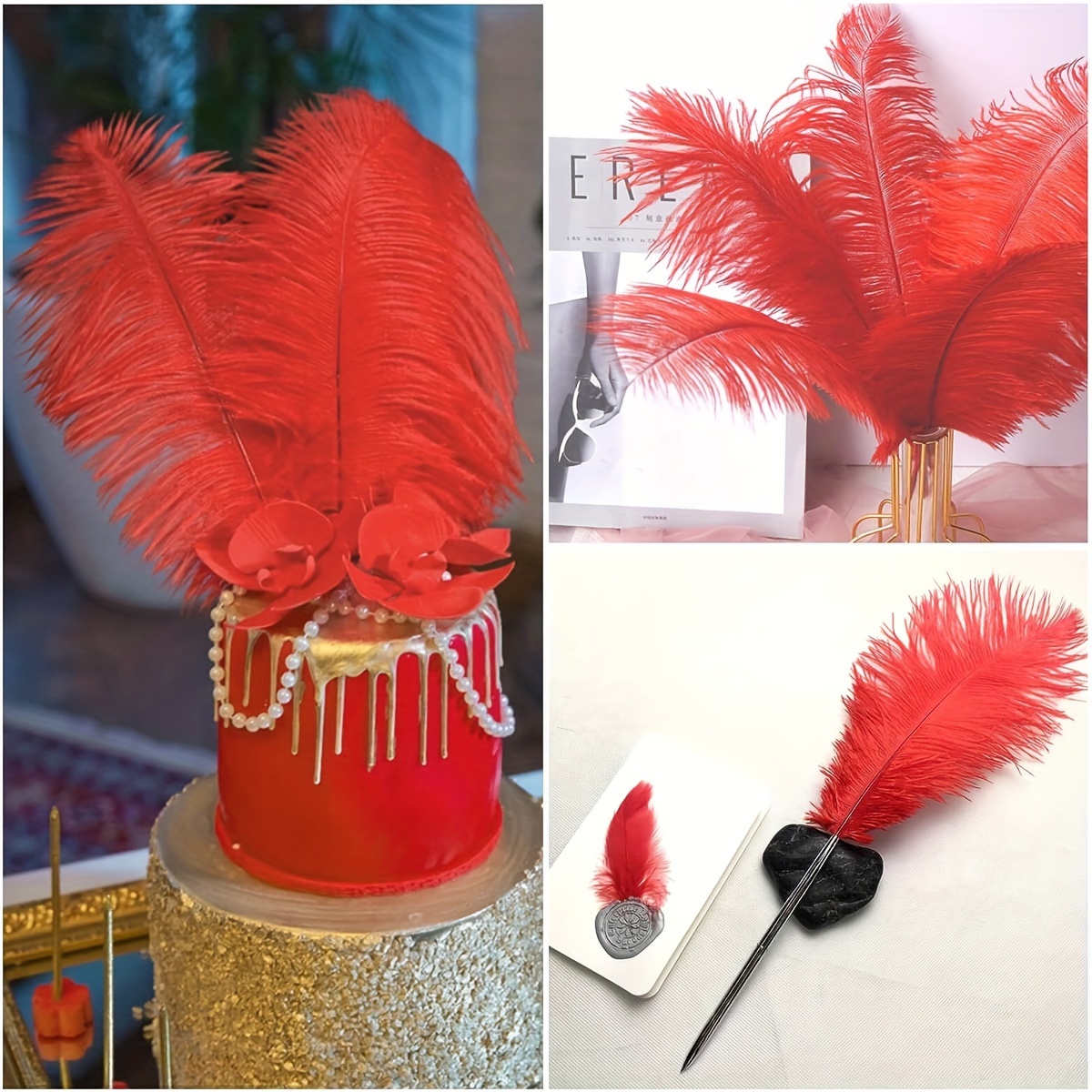 Natural Ostrich Feathers / Bulk For Diy Halloween Decorations, Wedding  Party Centerpieces, Decorations (red) - Temu Portugal