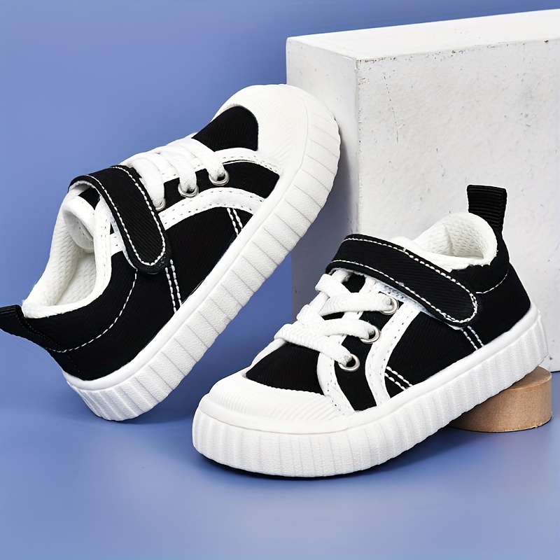 Zapatillas de deporte para niños y niñas, suela plana, color sólido,  cómodas (blanco, 6-7 años para niños pequeños)