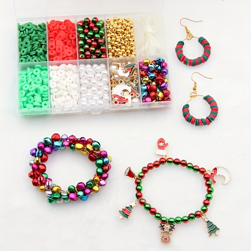 9pcs Color Block Polymer Clay Beads Bracelets,one-size