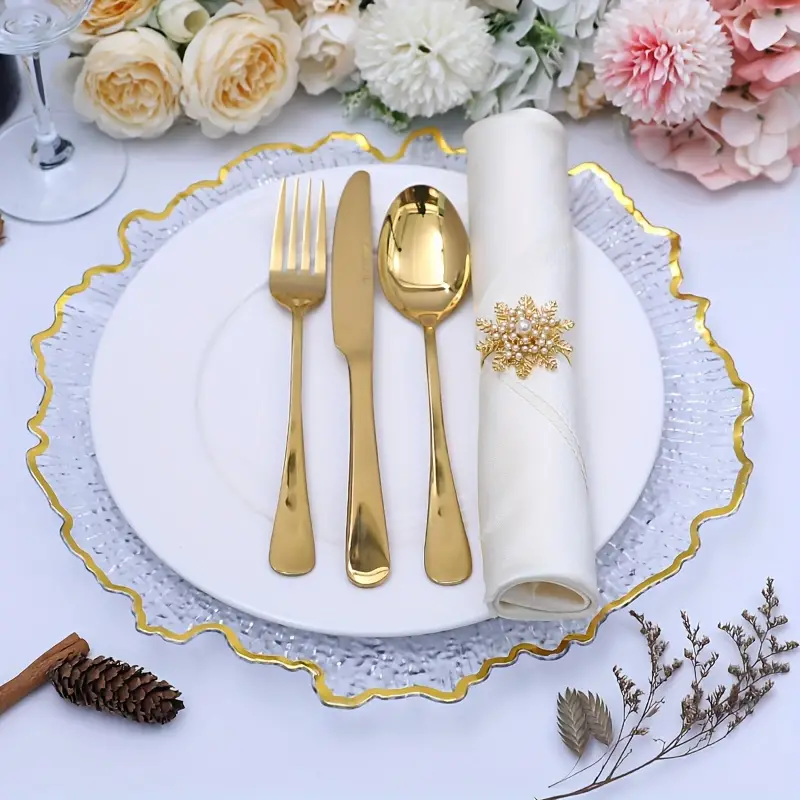 Golden Reef Charger Plates Clear Charger Plates Floral - Temu