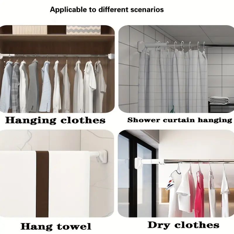 Adjustable Closet Drying Rack, Metal Bathroom Retractable Storage Rack,  Durable Punch Free Curtains Rack, Heavy Duty Hanging Rack For Living Room,  Laundry, Balcony, Household Storage Organizer For Bathroom, Closet,  Wardrobe, Bedroom Accessories 