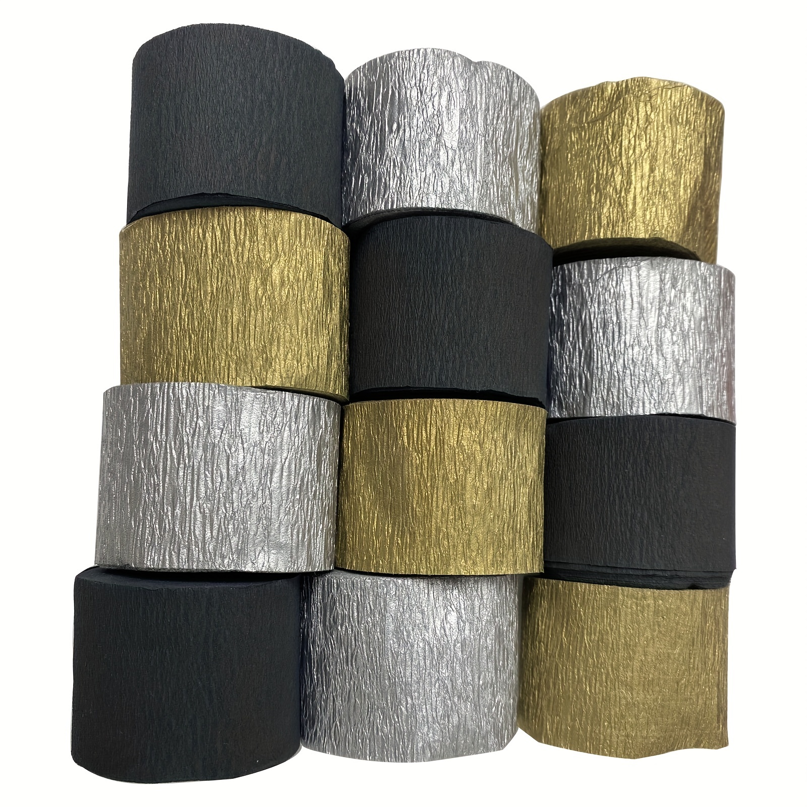 Sparkling Silver And Black Crepe Paper Streamers For Party