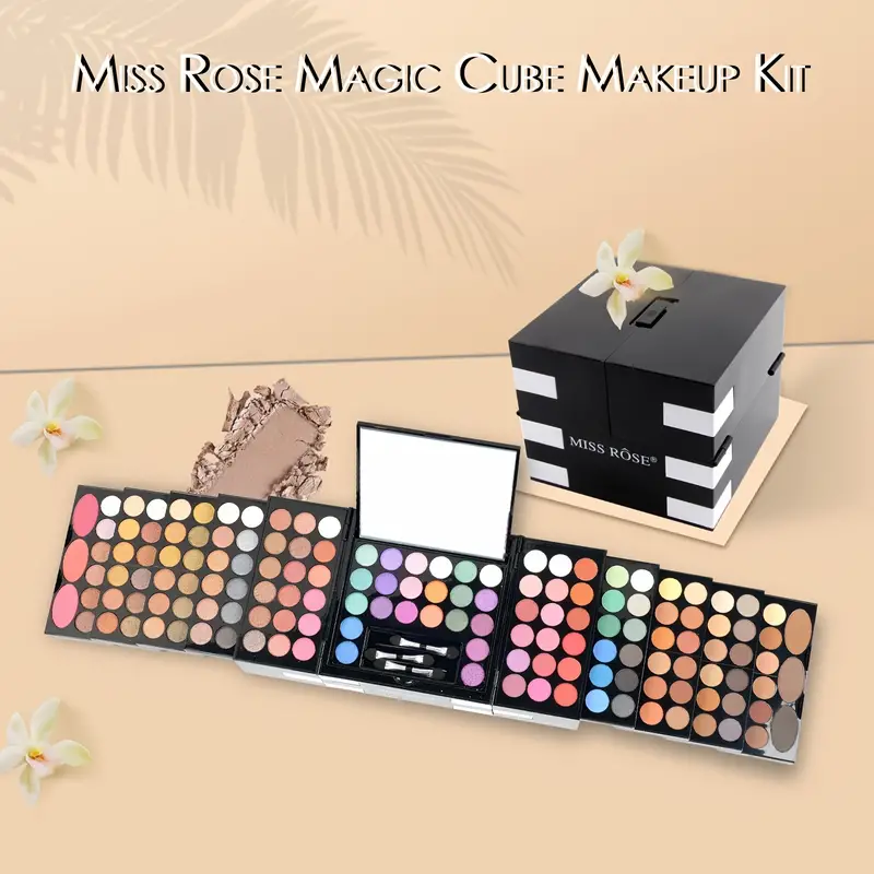148 color magic cube makeup kit includes 82 color pearly eyeshadow palette 60 color matte eyeshadow 3 color blush 3 color eyebrow powder and 3 sponge sticks with mirror perfect mothers day gift for mom details 2