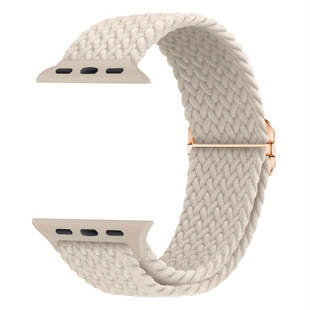 TEMU Correa trenzada elástica de solo un bucle compatible con Iwatch Band de 38 mm, 40 mm, 41 mm, 42 mm, 44 mm, 45 mm, 46 mm, 49 mm para mujeres y