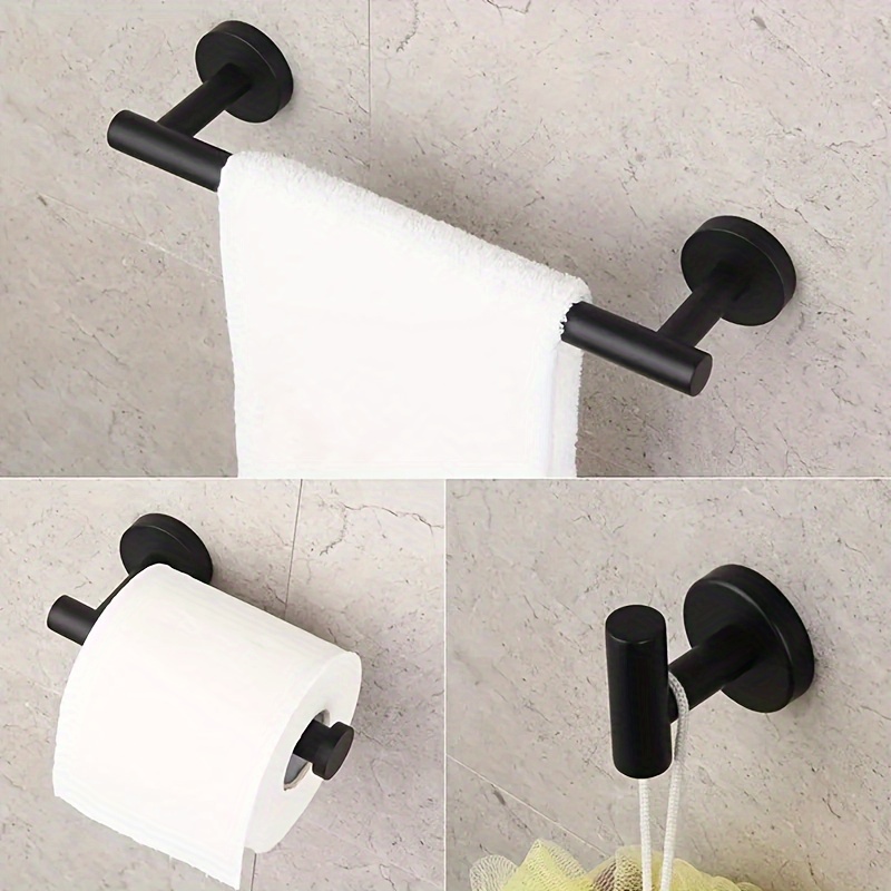 El juego de accesorios de baño incluye toallero de 24 pulgadas, soporte  para papel higiénico, barra de toalla de mano y gancho para bata, juego de