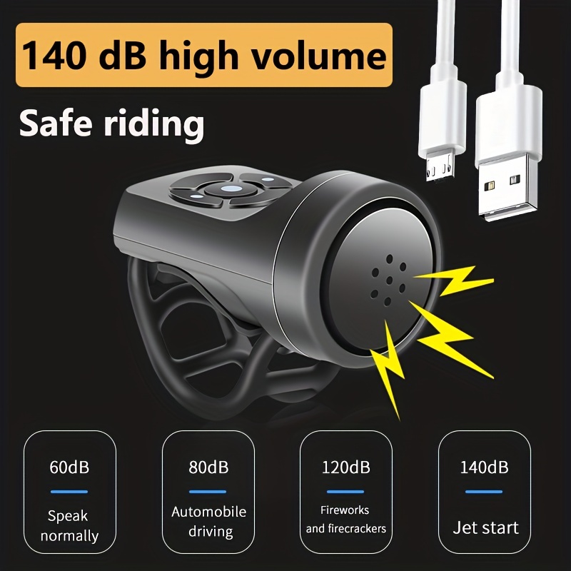 Sonnette électrique pour vélo et moto rechargeable par USB, 4 modes, alarme  pour vélo de route et de montagne, Accessoires pour vélo