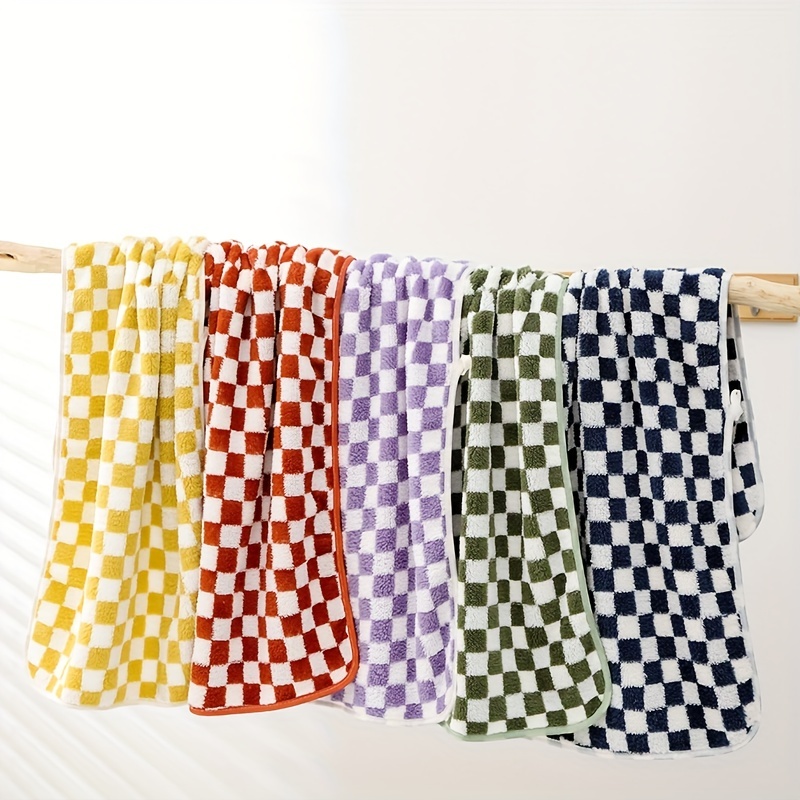 Checkered Pattern Hand Towel, Household Hand Towel, Soft Skin