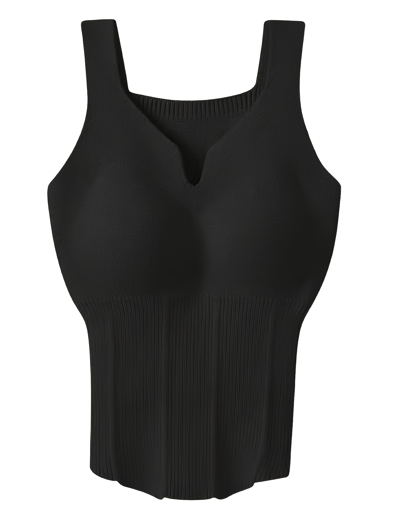 Women's Crop Tank Top with Built-in Bra Sleeveless Vest Solid