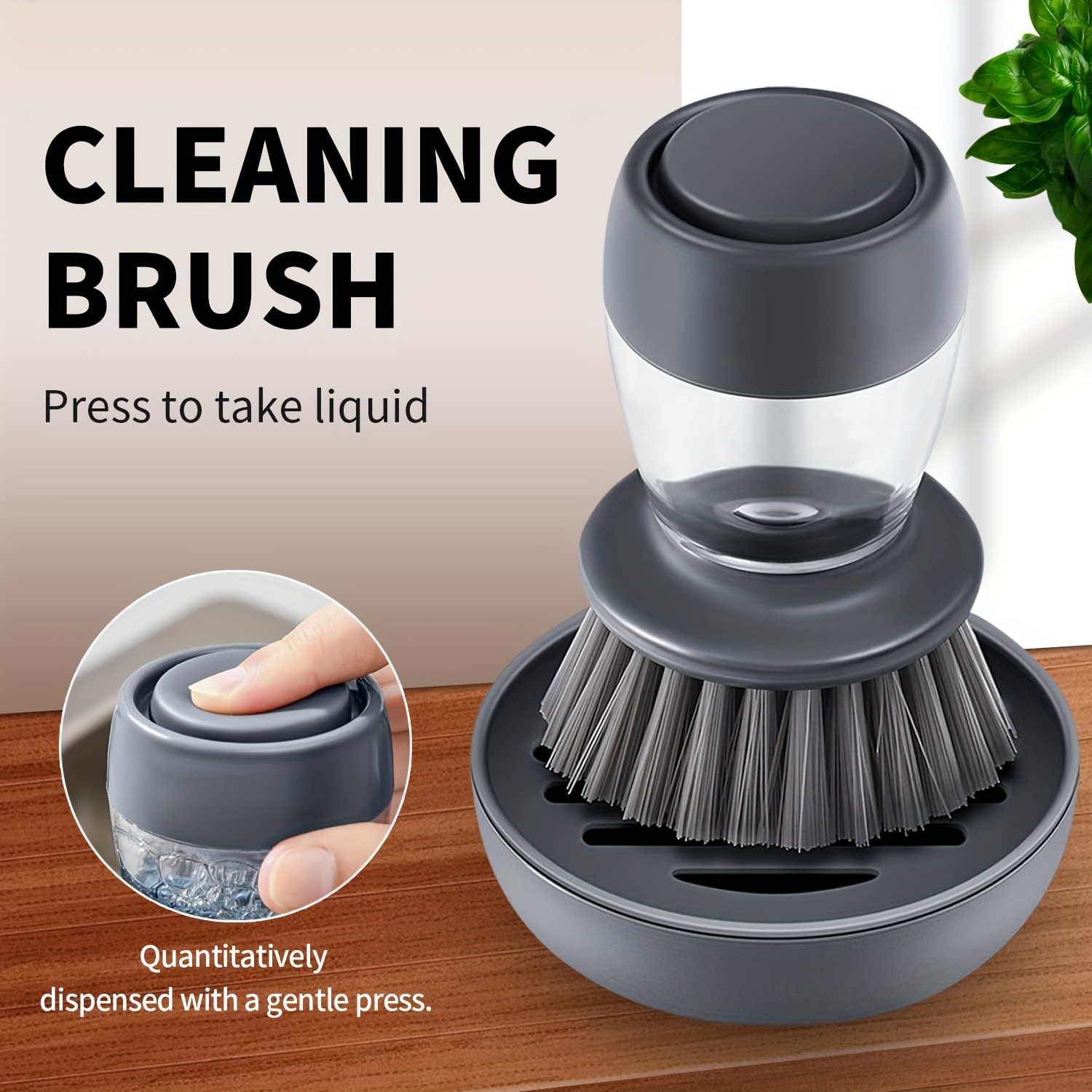 Kitchen Soap Dispensing Palm Brush Cleaning Brushes Dish Washing