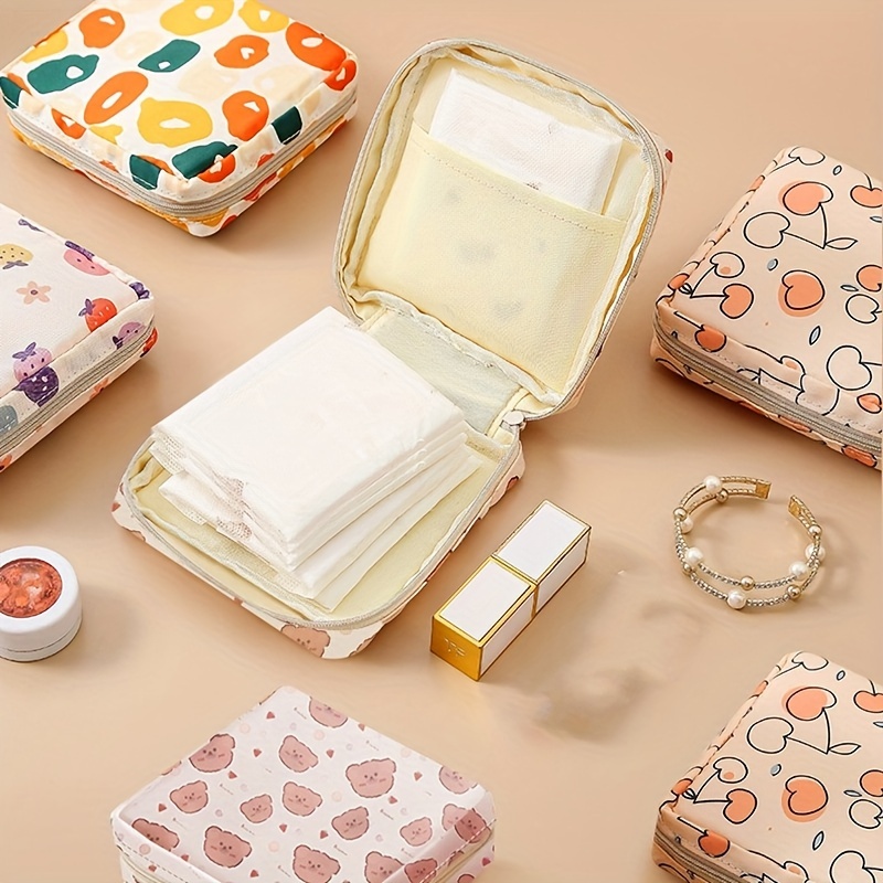

1pc Zipper Pouch Waterproof Lipstick Bag Cute Style Makeup Bag Portable Travel Toiletry & Sanitary Napkin Storage Bag For Women - Poached Egg Cherry Strawberry Bear Pattern