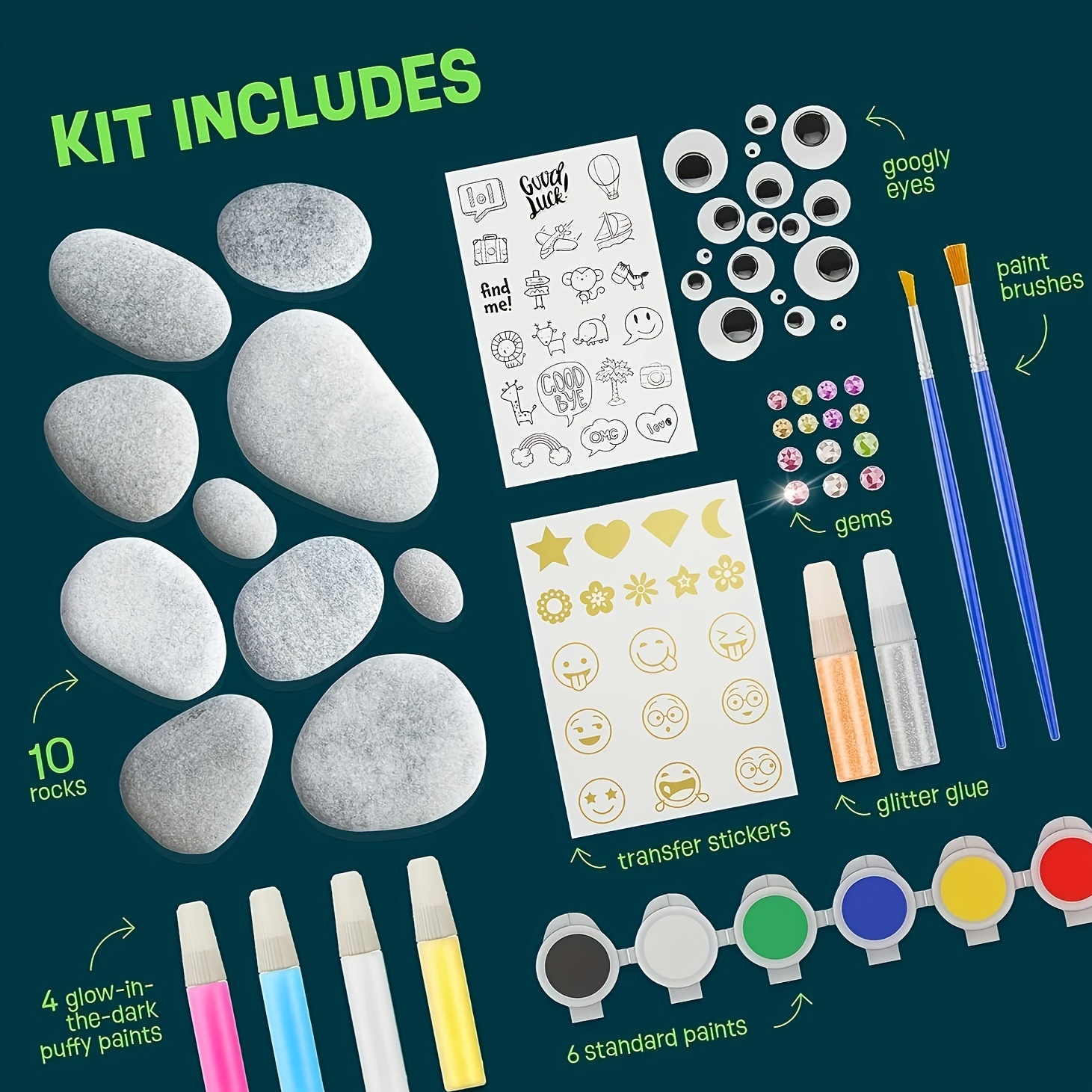 Rock Painting Kit for Kids - Arts and Crafts for Girls & Boys Ages 6-12 -  Craft Kits Art Set - Supplies for Painting Rocks - Best Tween Paint Gift