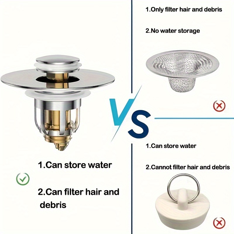 Universal Bathroom Sink Stopper, Press-type Anti-odor Sink Drain