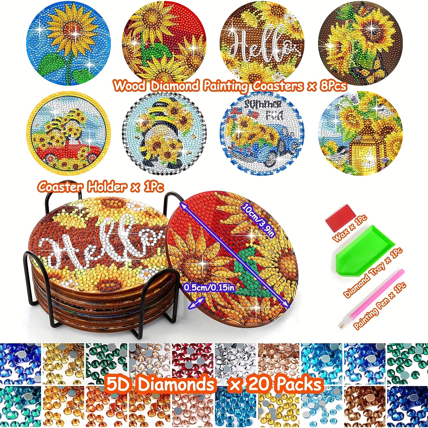 Sunflower Diamond Painting Coasters 5d Diamond Art Kits - Temu
