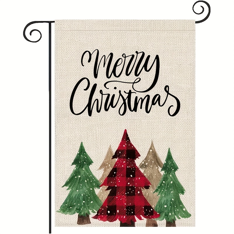 1pc merry christmas garden flag pine tree 12x18 double sided xmas winter yard flag outside outdoor details 0