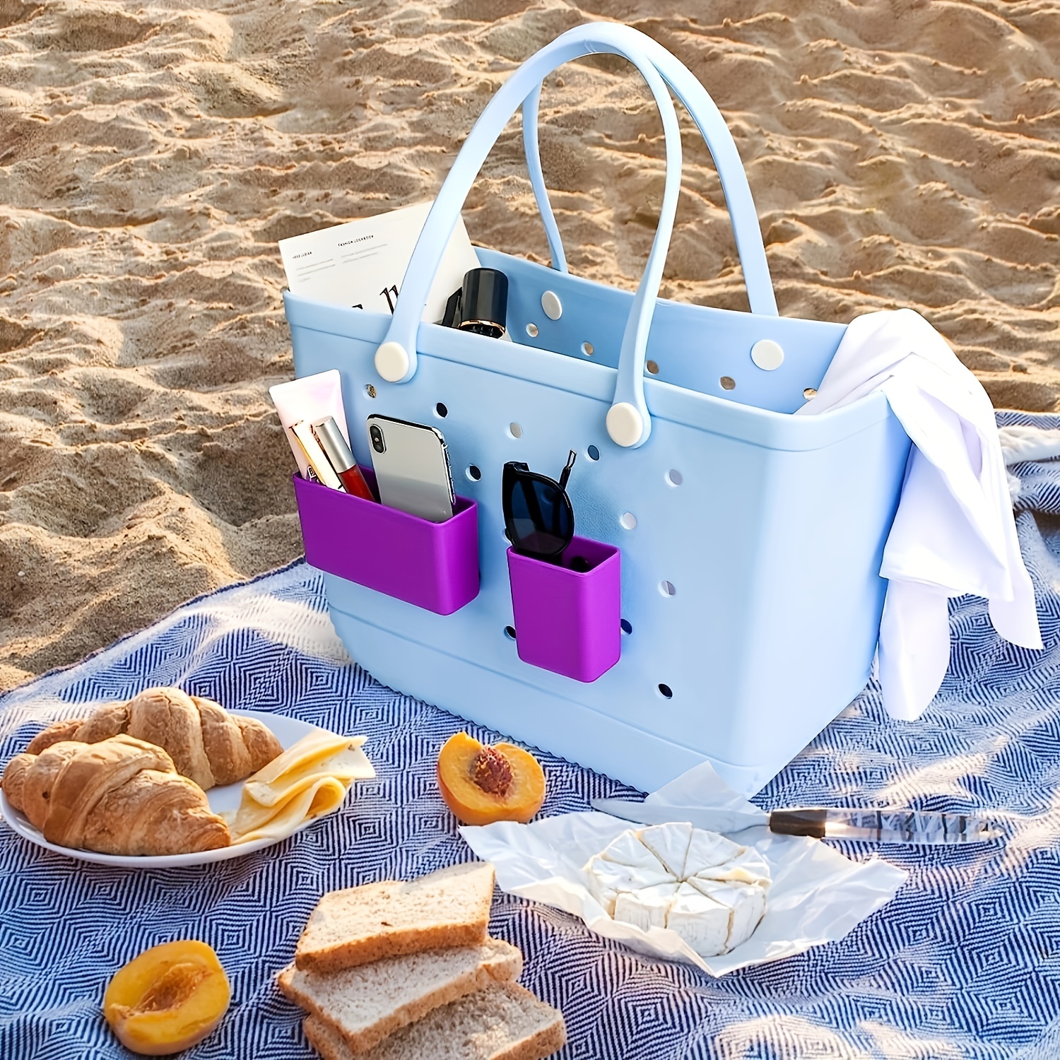 Rubber Beach Bag Organizer Compatible with Bogg Bag/Simply