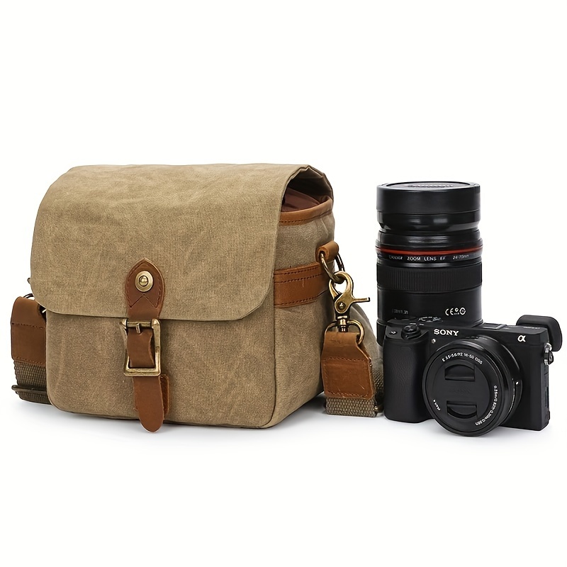 Camera Bag, Shoulder Camera Case For Canon Nikon Sony SLR DSLR Mirrorless Camera And Lens, Vintage Crossbody Camera Case For Men Women, Small - Click Image to Close