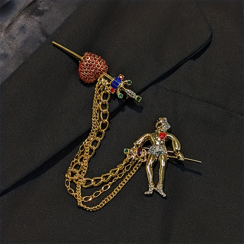 Temu 1pc Retro Medieval French Style Alloy Brooch Rhinestones Inlaid Luxury Pin Brooch Colorful Rhinestone Pins Temperament Corsage Accessories,1PCS