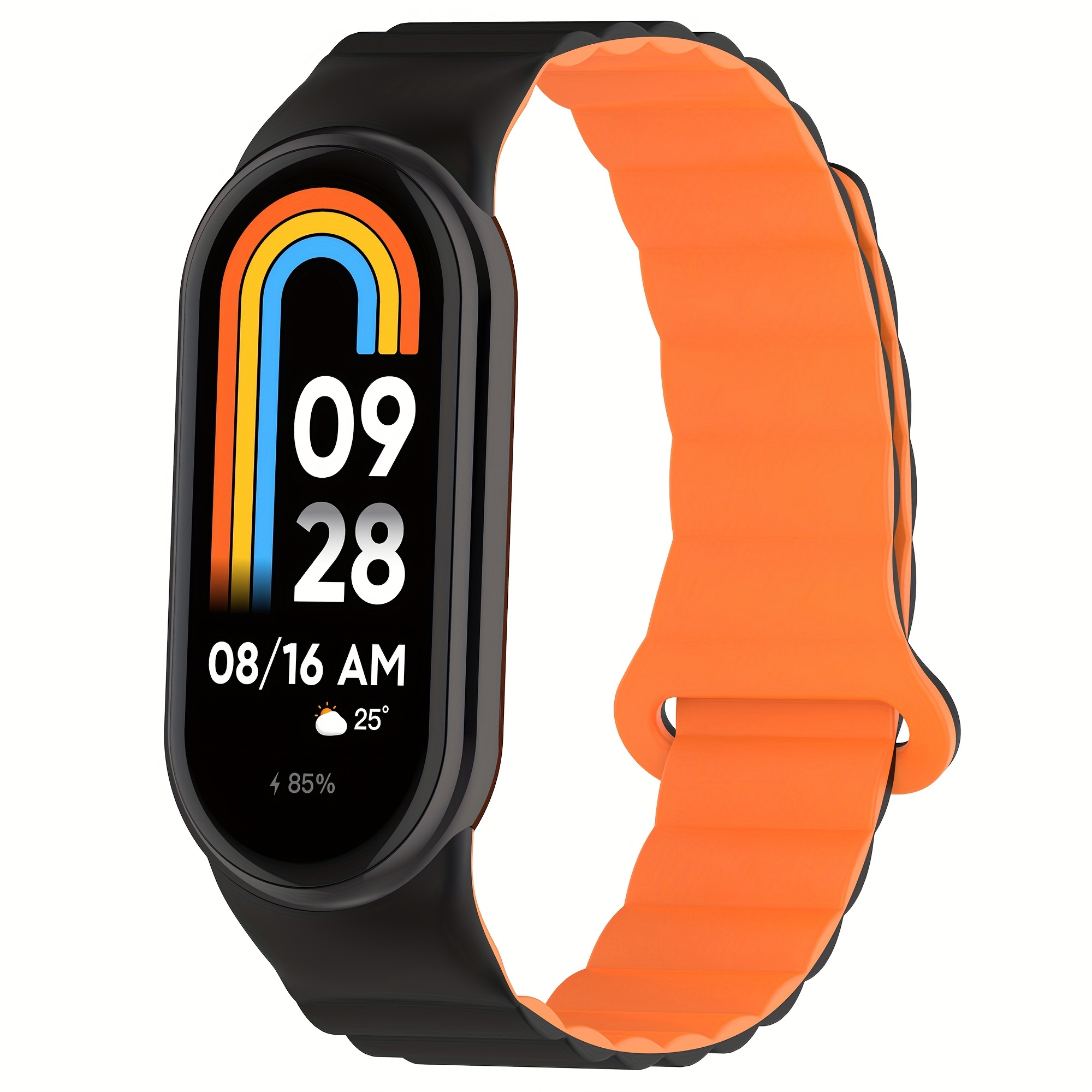 For Xiaomi Redmi Watch 4 / Smart Band 8 Pro Watch Band Dual Color Silicone  Magnetic Wrist Strap - Black+Orange Wholesale
