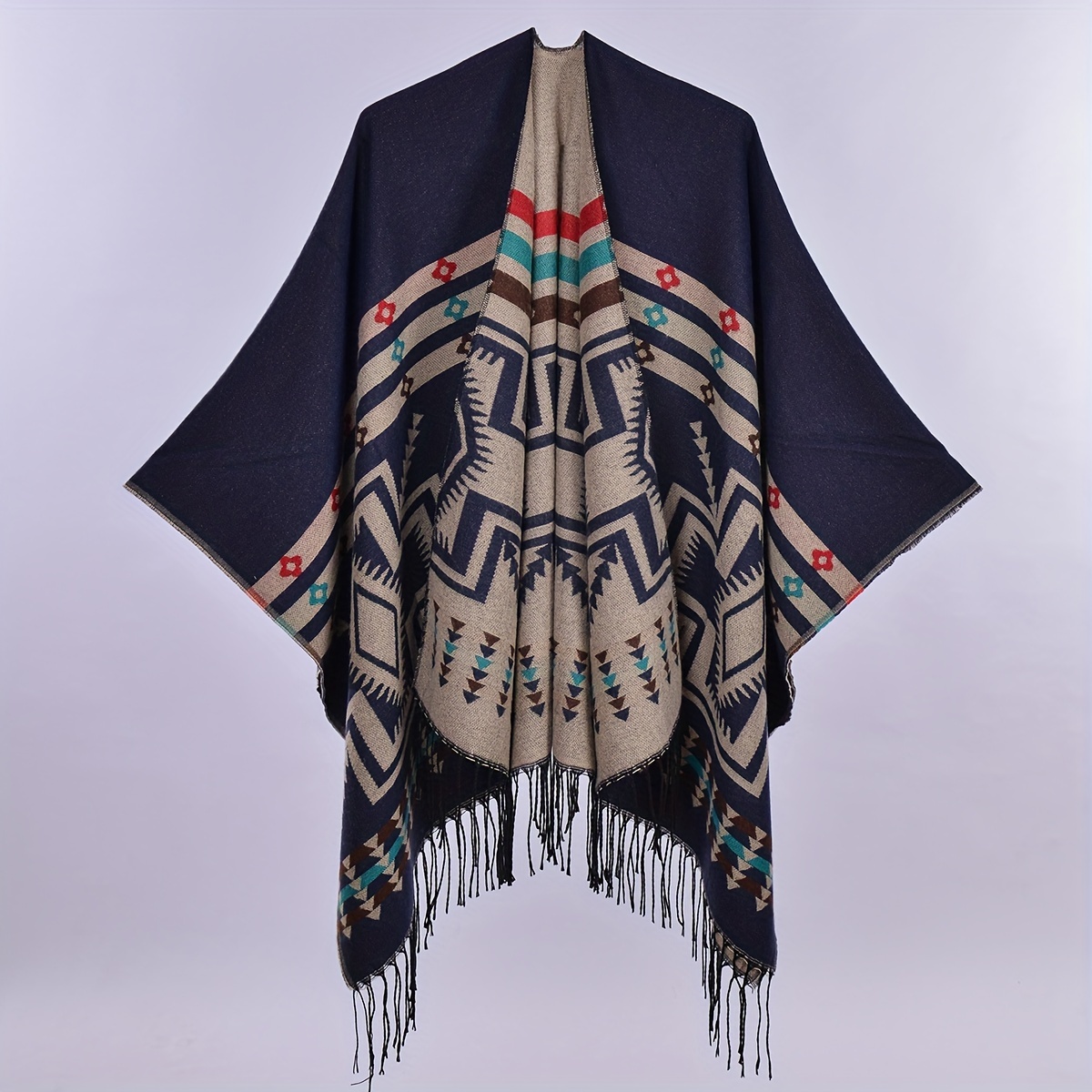 Poncho Mexicano para Hombre - Negro | Estilo Azteca