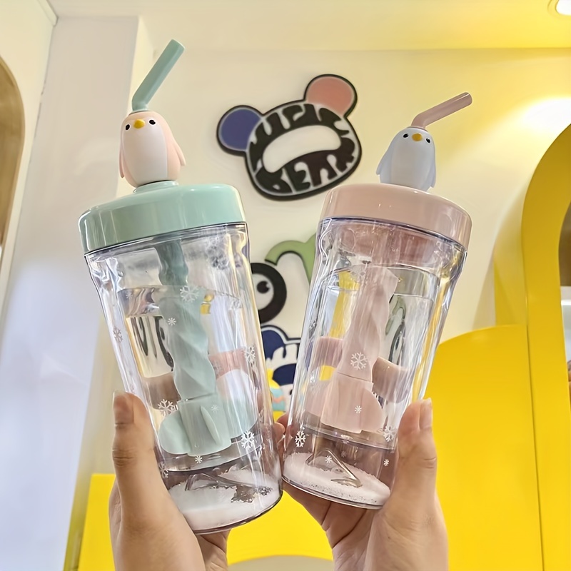 Children's Straw Cup Plastic Anti Drop Portable Water Cup High Beauty  Cartoon Cute High Beauty Leak Proof Cup - AliExpress