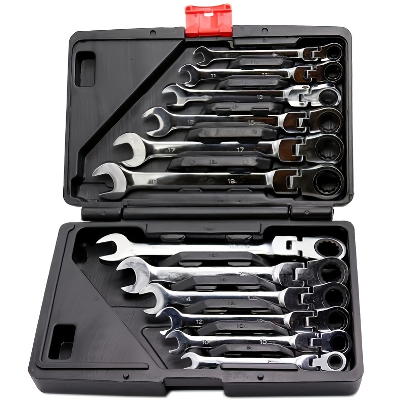 6/12pcs Dual-use Ratchet Head Quick Wrench Set Opened Ring Combo Spanner  Household CarRepair Metric Hand Tools 72-Tooth Imperial Size (Engraved With  C
