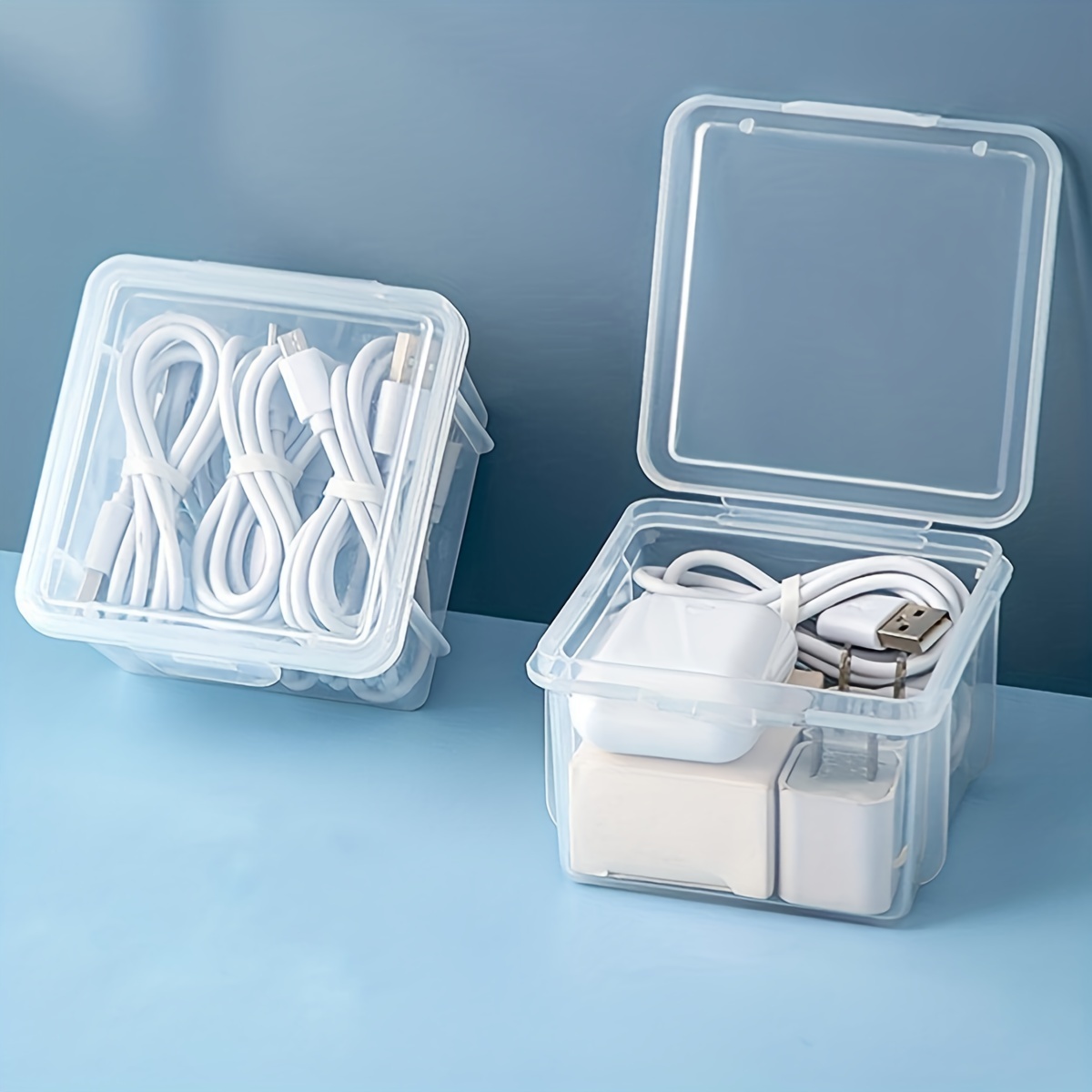 Caja de almacenamiento de plástico duro transparente y grueso con ranura  ajustable para juguetes, escritorio, accesorios de joyería, cajón o cocina