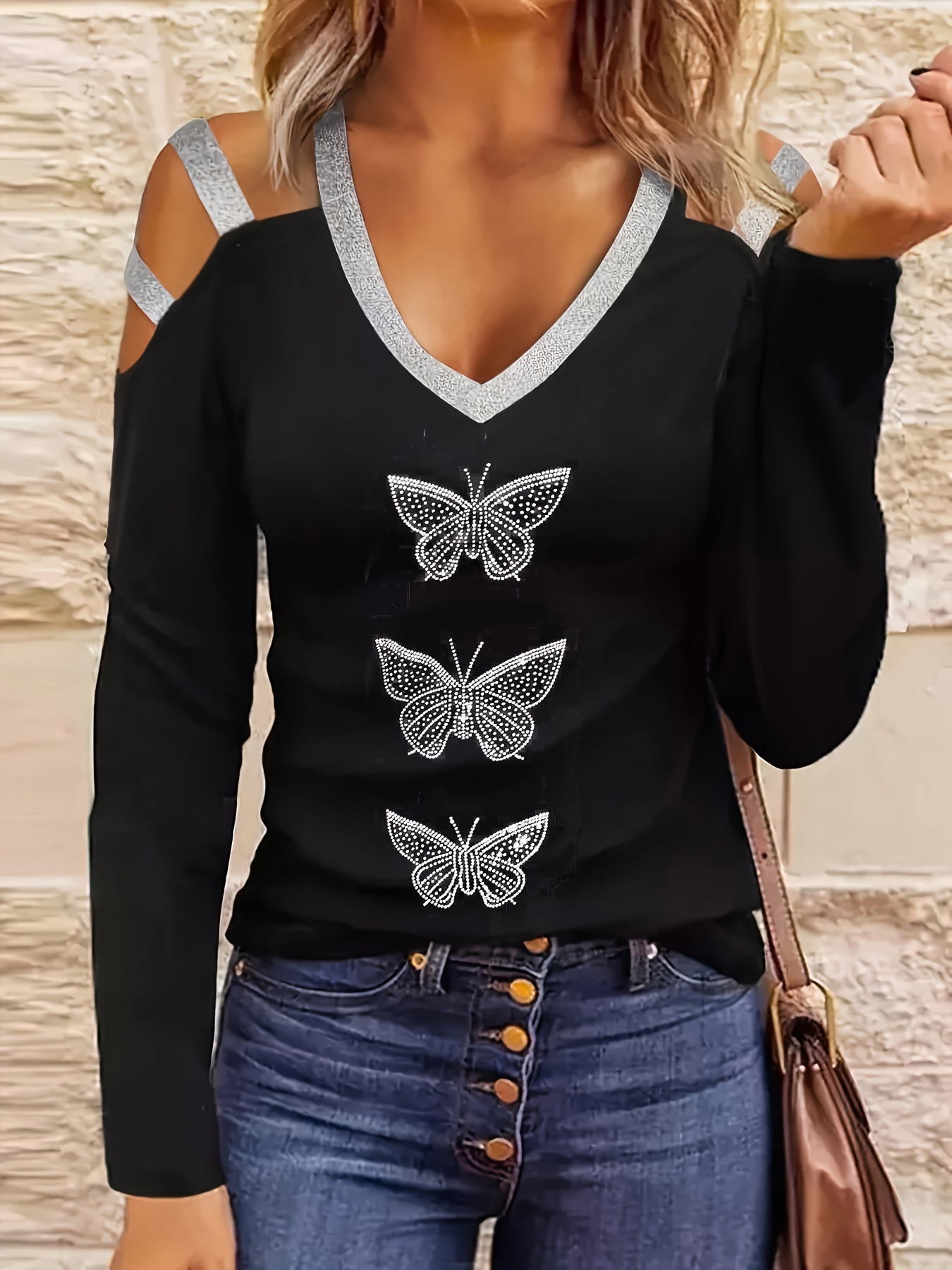Butterfly Embroidered Cami Top Sexy V Neck Summer Sleeveless - Temu Canada