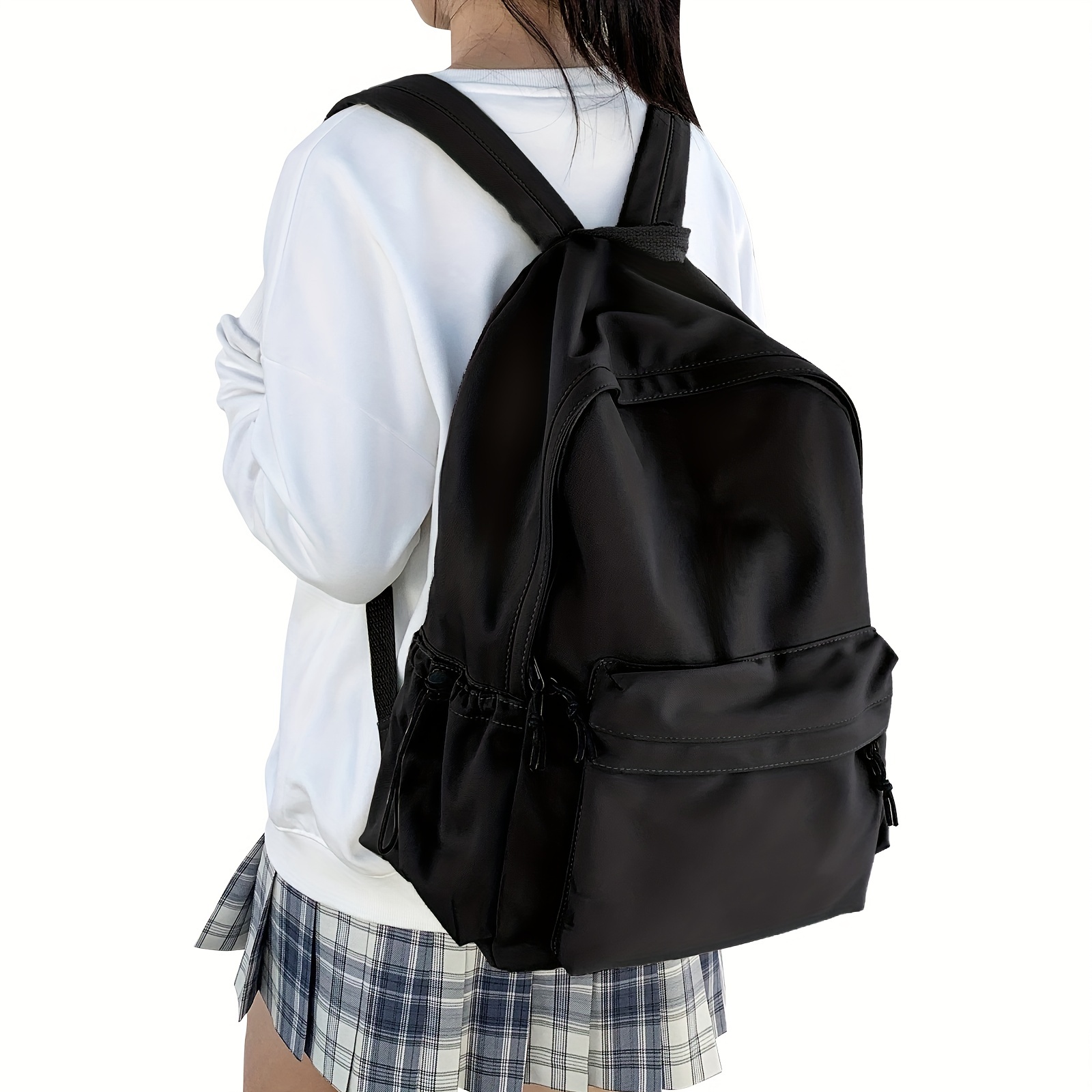 

Grand sac à dos à grande capacité pour femmes de la série non imprimée, sac à dos pour étudiants universitaires, sac à dos à double épaule Harajuku Ulzzang High School, choix idéal pour les cadeaux
