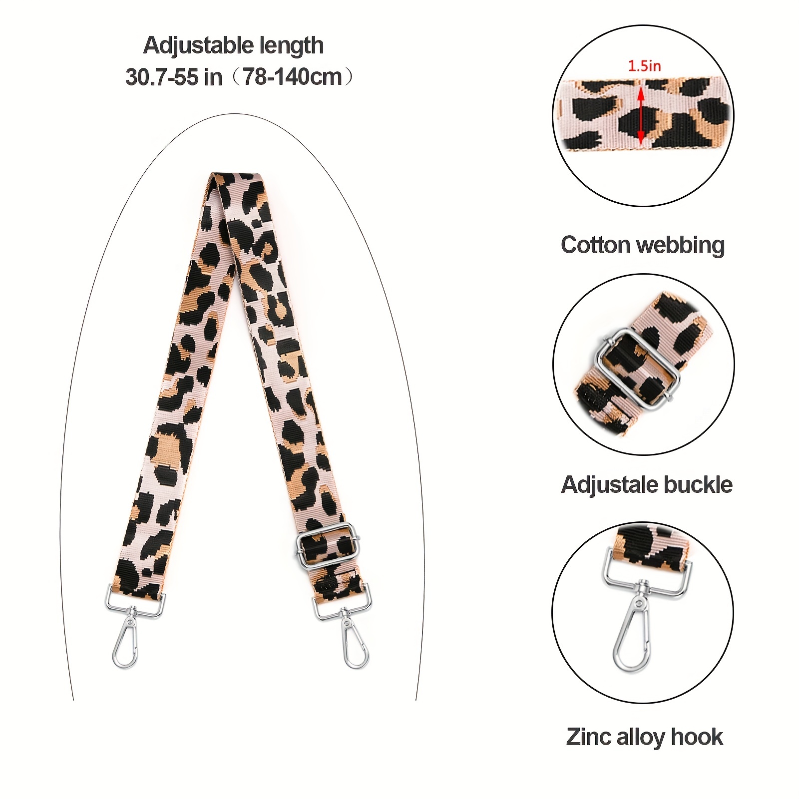 Wide Leopard Print Bag Strap Lightweight Adjustable Strap - Temu