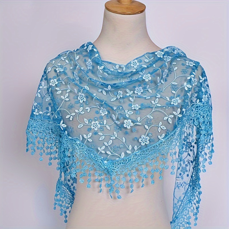 Floral Embroidery Lace Shawl Hollow Breathable Cape Wrap - Temu