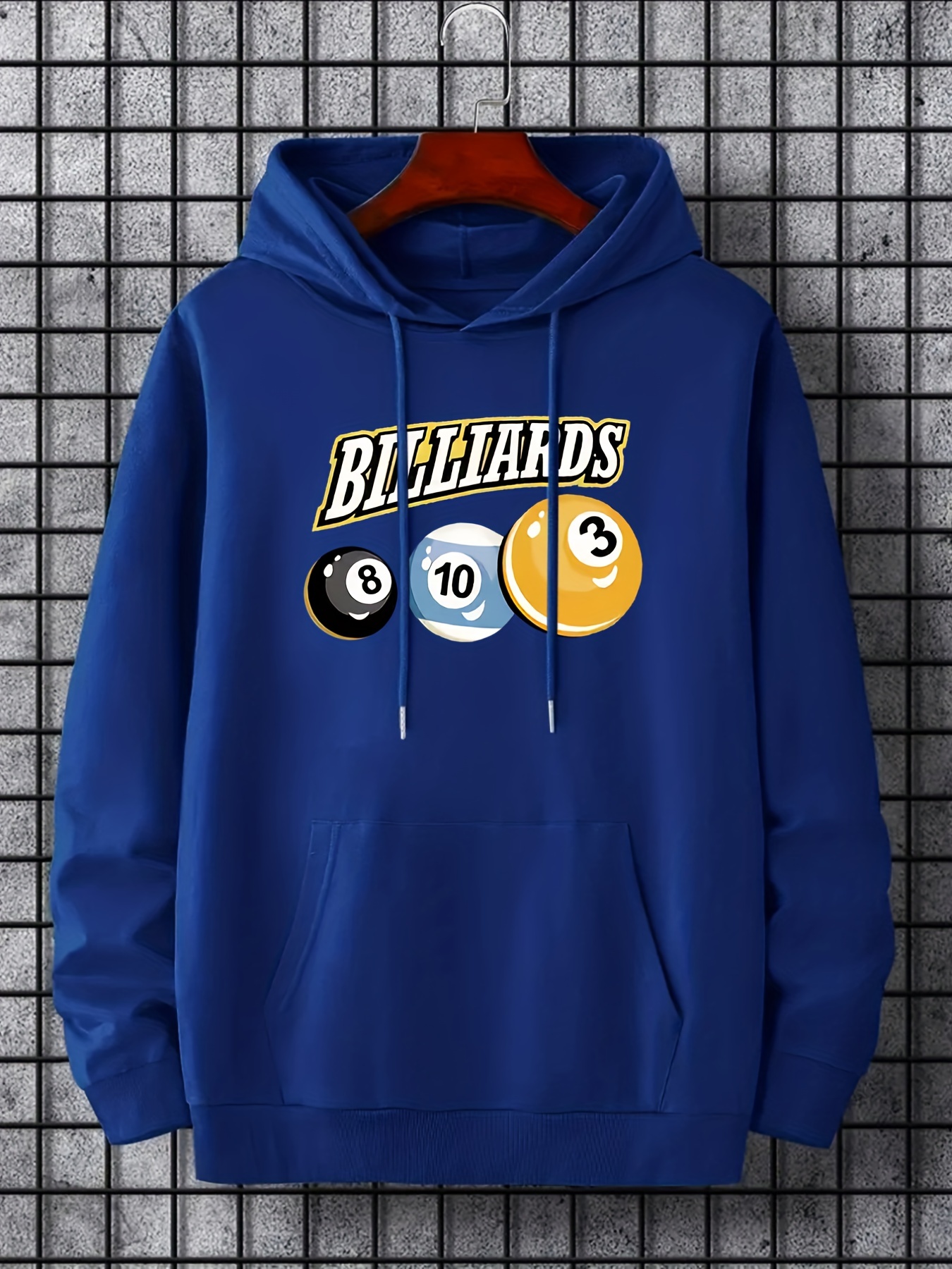 Plus Size Men's Billiards Print Casual Hoodie Sweatshirt With