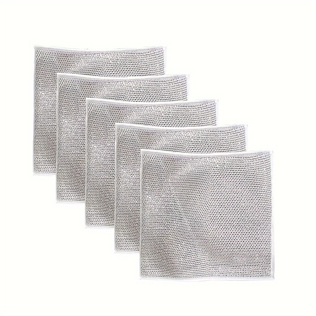 Multipurpose Wire Dishwashing Rags for Wet and Dry Cleaner Dish Cloths Stainless Steel Scourers Cleaners Reusable Kitchen Scourer Cloth Cleaning