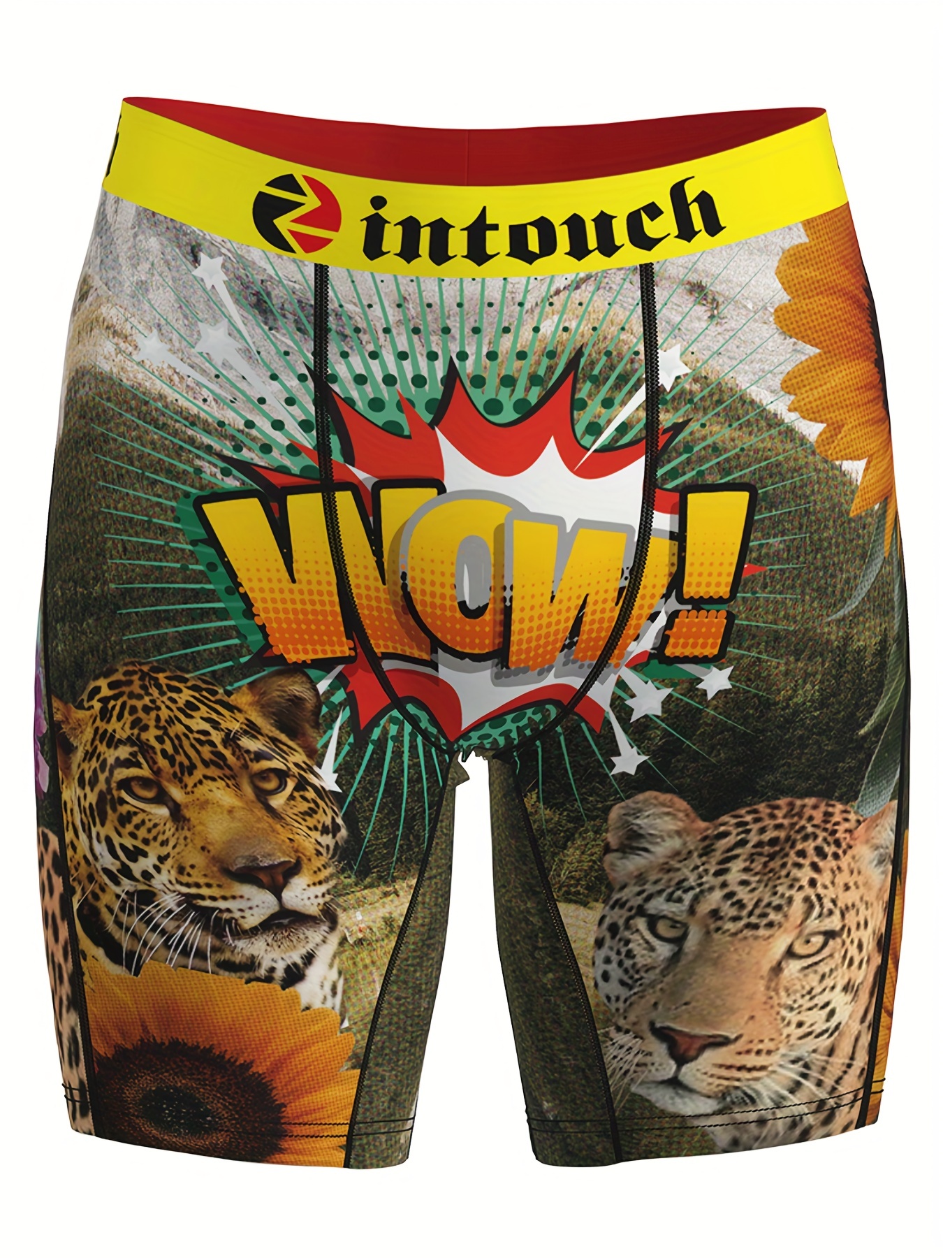 Men's Leopard Print Fashion Novelty Long Leg Boxer Briefs Shorts, High  Stretch Breathable Comfortable Quick Drying Sports Shorts, Men's Underwear