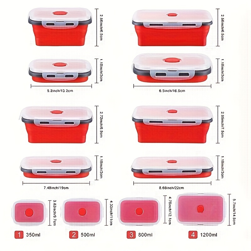 Microwave Safe Plastic Square Food Storage Containers (Pack of 3), Red 