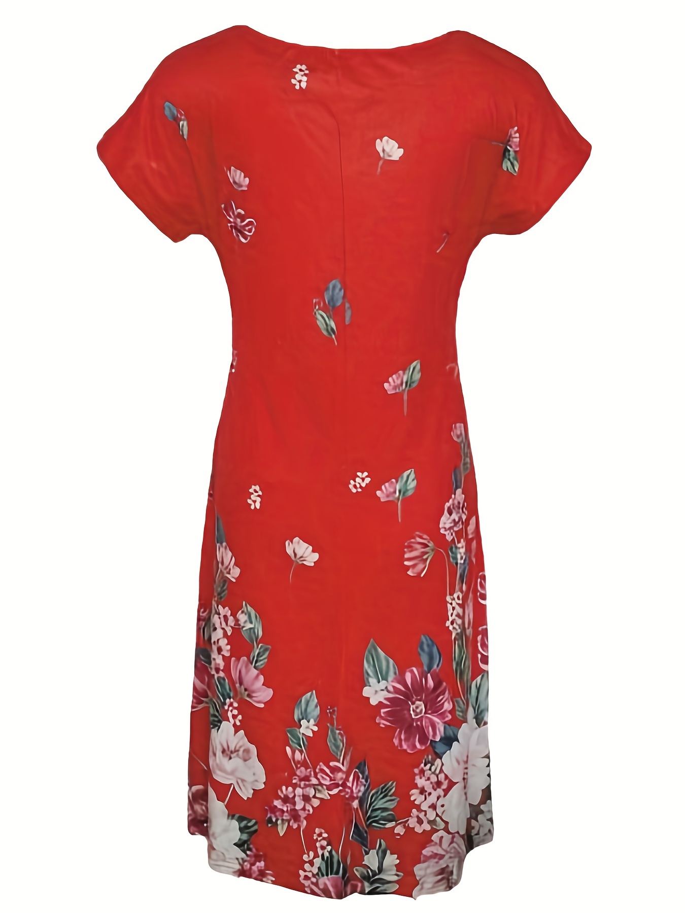 retro floral print dress short sleeve v neck dress casual dress for summer spring womens clothing