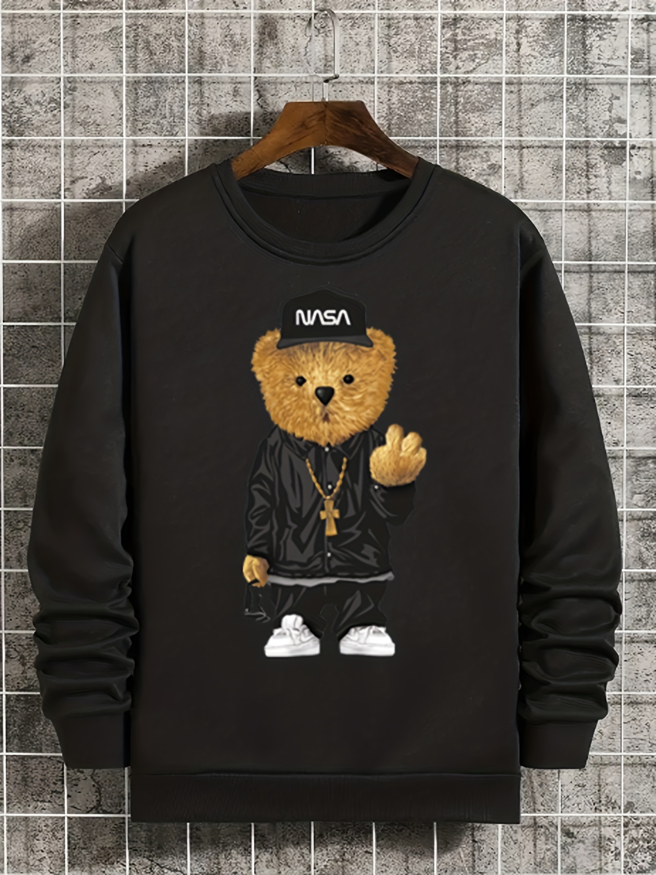  Linda camiseta de baloncesto de oso de peluche, Negro