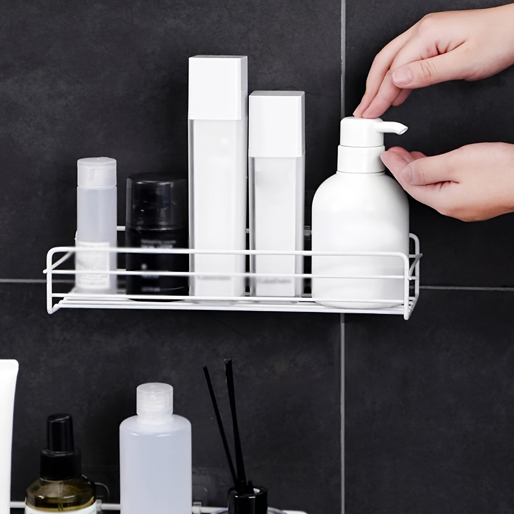 Scaffale Da Bagno In Alluminio Spaziale, Rack Di Stoccaggio Montato A  Parete Per Accessori Da Bagno E Toilette, Senza Necessità Di Perforazione