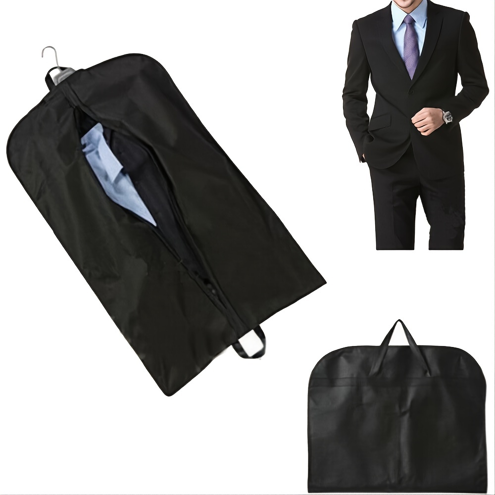 Dust Proof Non-woven Zipper Clothes Cover / Non-Woven Suit Cover in Black  Color