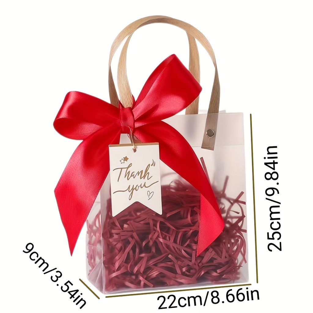 1pc Bow Decor Clear Gift Bag