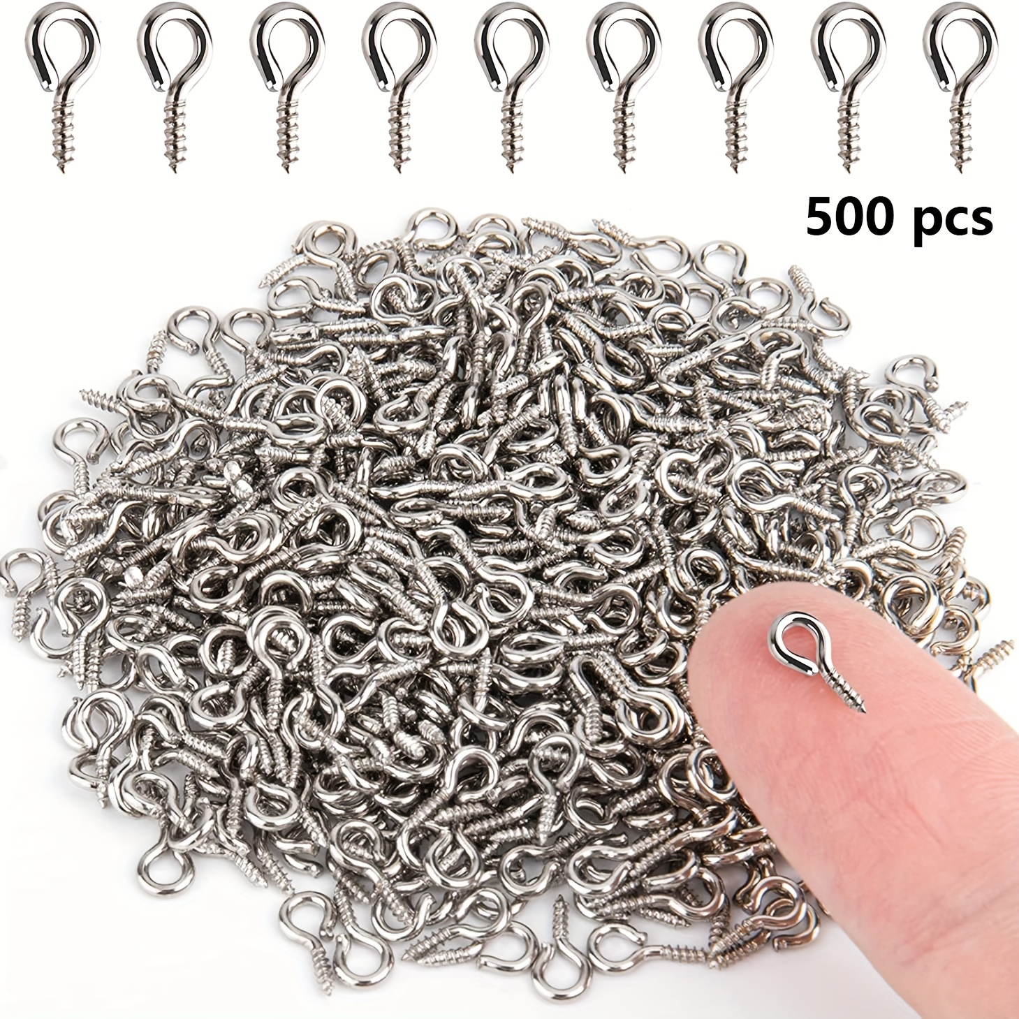 

500pcs Small Screw Eye Pins, 4 X 8mm Small Eye Hooks For Jewelry Making, Eyelets Screw Threaded Clasps Hooks For Doing Art Diy, Mini Metal Hoop Peg/bracelet Connectors