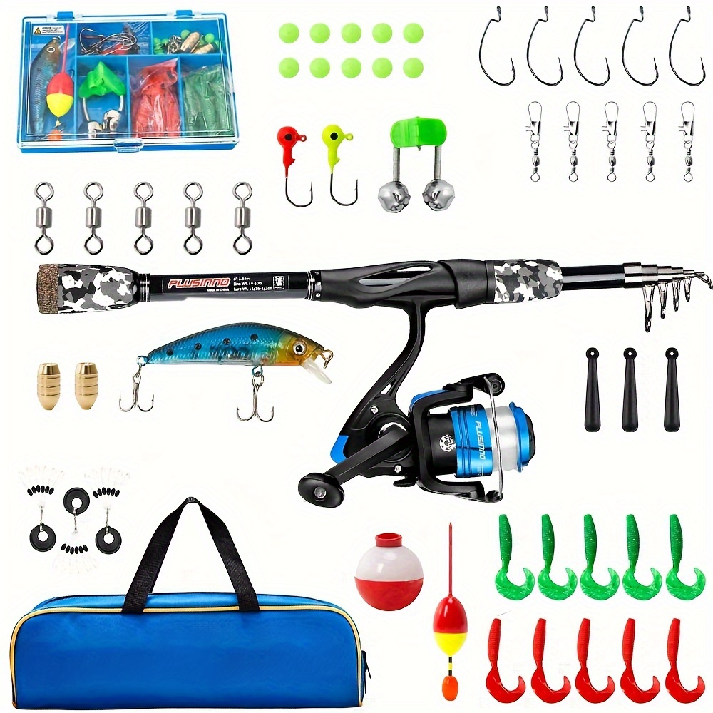 59.06/70.87inch Portable Telescopic Fishing Rod And Reel Combo Kit -  Spinning Fishing Reel * Bait, Accessories And Storage Bag