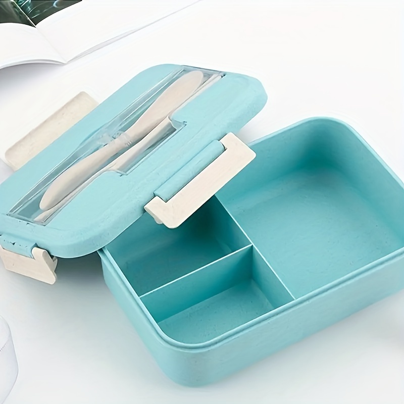 1pc Divided Lunch Box With Thermal Insulation, Microwaveable, Sealed  Container. Comes With A Set Of Chopsticks, Spoon, Fork And Knife