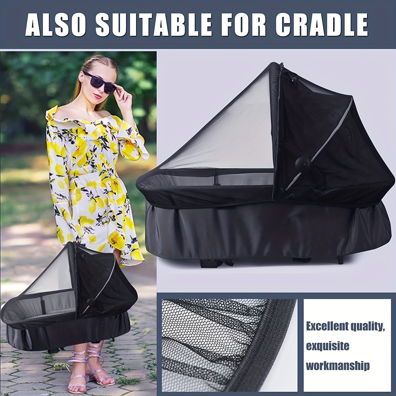 Universal Fit Machine Washable Mosquito Net for Baby Car Seats