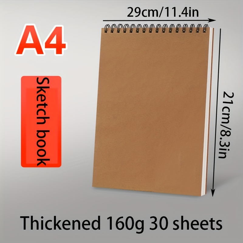 A3/A4/8K/A5/16K Kraft Paper Sketchbook Spiral Art Notebook Blank