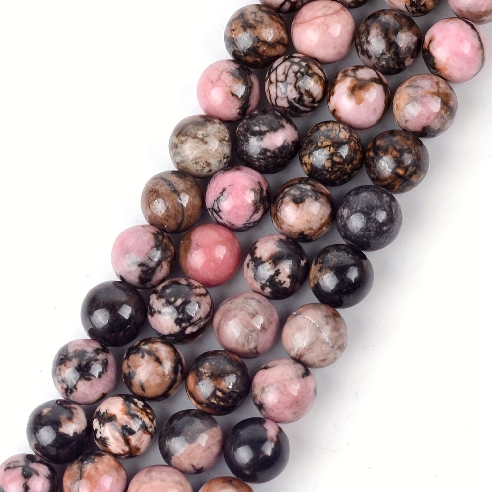 

Natural Black Lace Rhodonite Stones Beads Round Loose Beads For Jewelry Making Diy Bracelet Necklace Handmade Accessories 4-12mm
