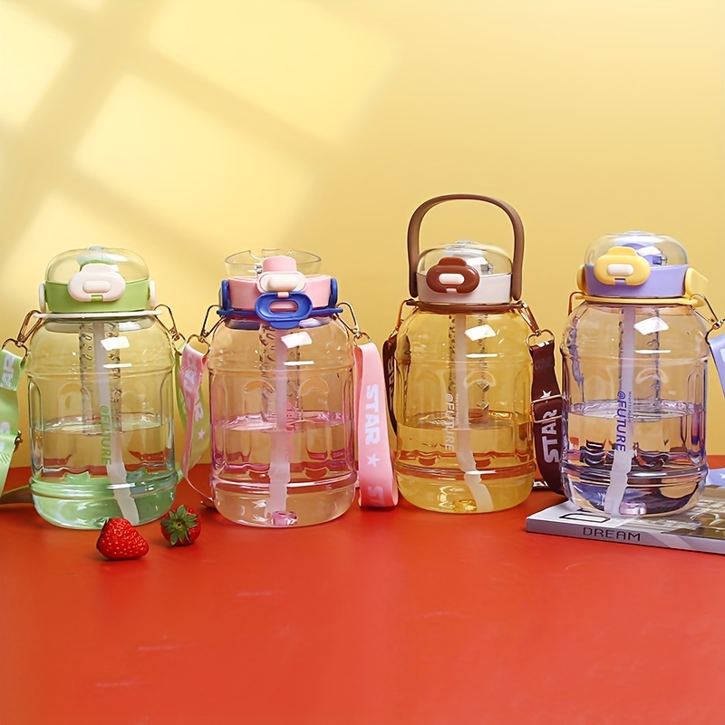 Large Capacity Water Bottle With Straw Portable Clear - Temu