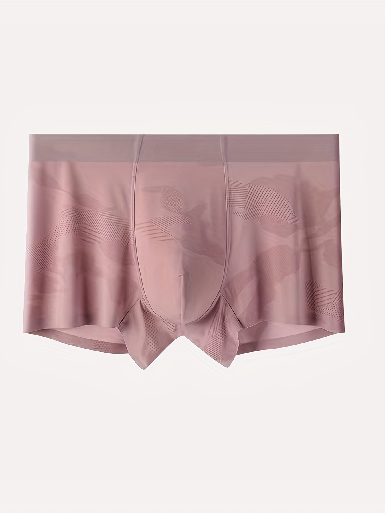 Mens Seamless Ice Silk Boxers With Solid Knickers And Bulge Pouch