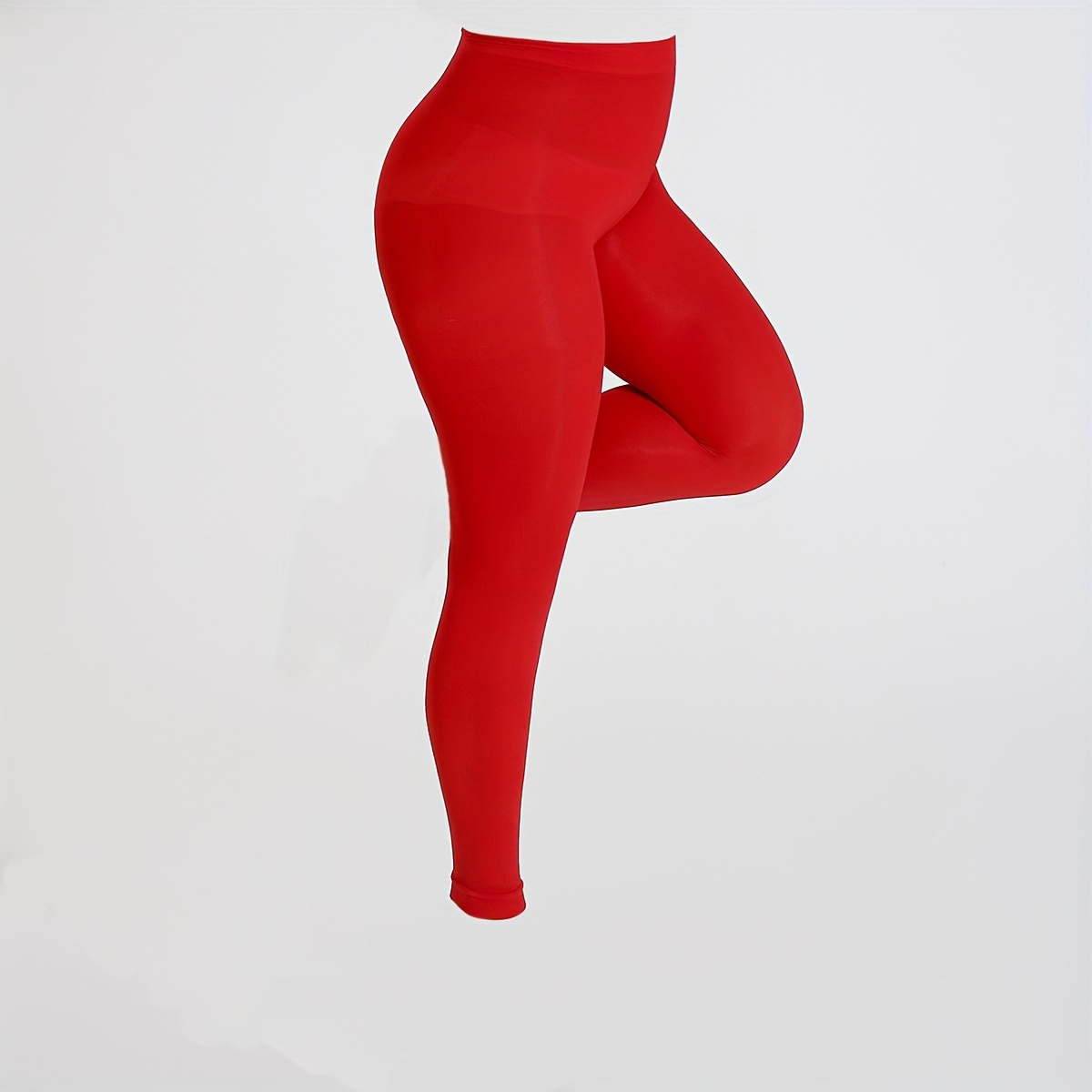 Plus Size Casual Leggings Stockings, Women's Plus 100D Solid Nylon High Rise Stretchy Tights For 0XL-3XL